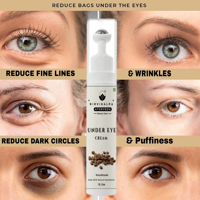 NIRVIKALPA AYURVEDA Coffee Under Eye Cream for Women & Men - 95% Users Saw Reduced Dark Circles(15 ml)