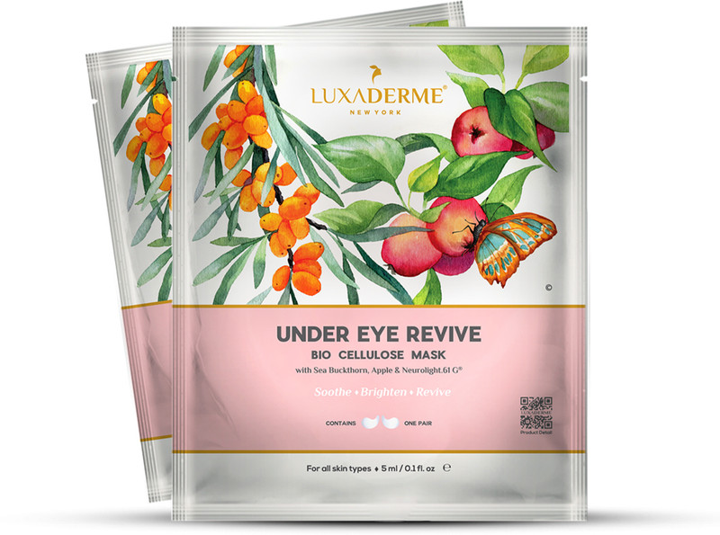 LuxaDerme Under Eye Bio-Cellulose Mask | Reduces Dark Circles & Puffiness | Pack of 2(30 g)
