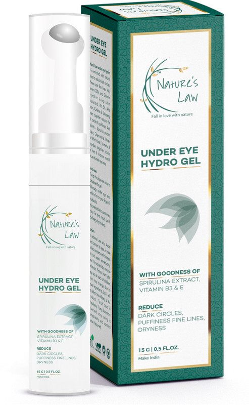 Nature's Law Under Eye hydro gel with Spirulina extract and Vitamin B3 for dark circles, puffiness and fine lines(15 g)