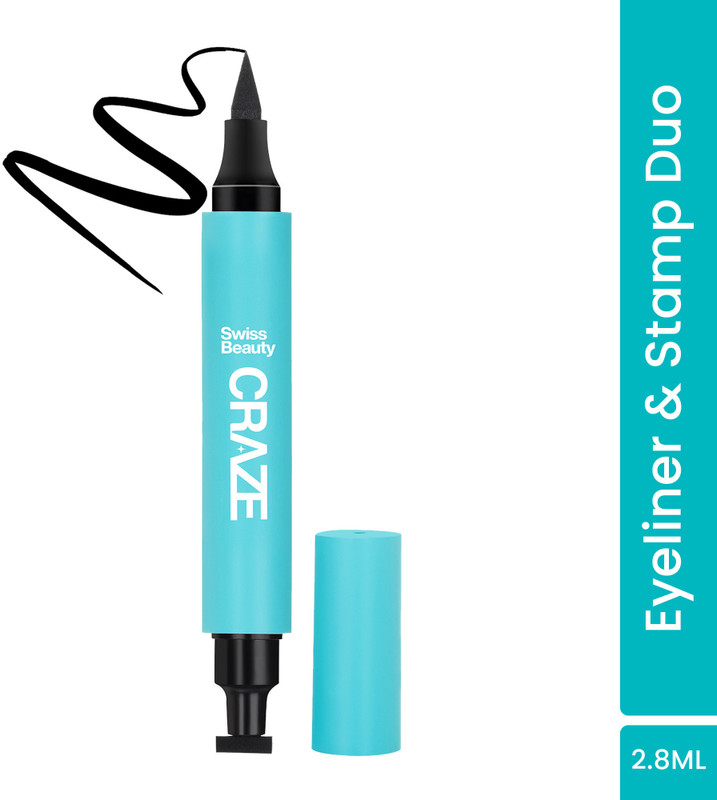 SWISS BEAUTY Gel Semi Matte Eyeliner Wing Stamp Waterproof Smudgeproof Precise Tip 2.8 ml(Black)