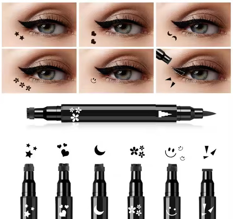 Sheny Eyeliner Stamp Waterproof Long Lasting Heart & Star Shape 20 ml(BLACK)