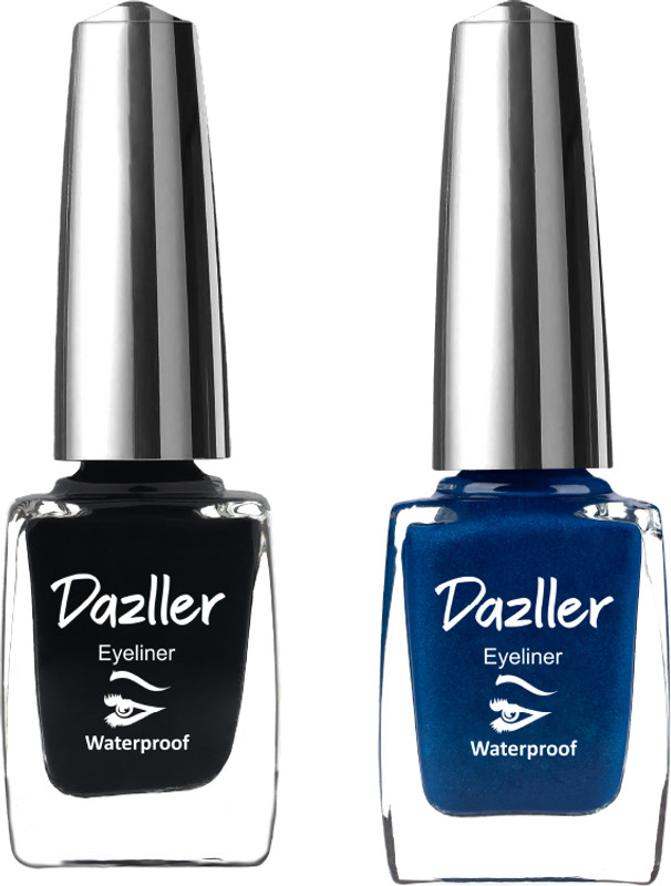 Dazller Eyeliner Waterproof - (Pack of 2), 9.5 ml(Black & Blue)