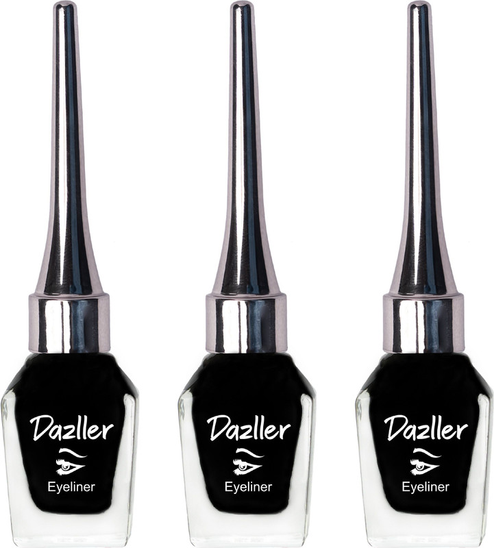 Dazller Washable Eyeliner(Pack of 3 X 6.5mL), Velvet Matte, Smudge proof,Water-resistant 19.5 ml(Black)