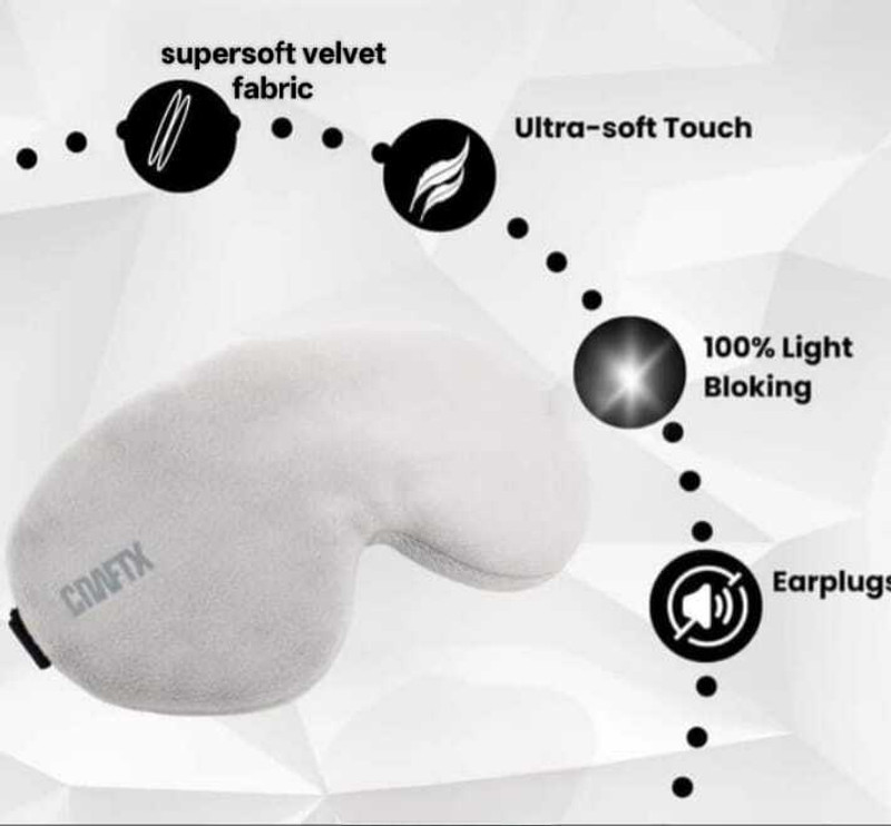 craftx craftX3D Sleeping Eyemask With Earplugs, 100% Darkness,Super-Soft ( GREY )(30 g)