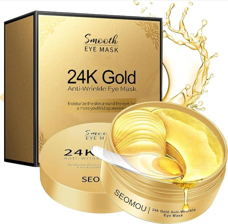 VHRENTERPRICE 24K Gold Eye Patches for Dark Circles & Puffy Eyes 60 Pcs Under Eye Mask(60 ml)
