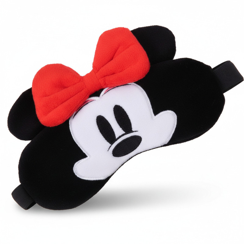 vartin Cute Cartoon Minnie Mouse Plush Eye Mask with Red Bow for Girls & Women (Black)(1 ml)