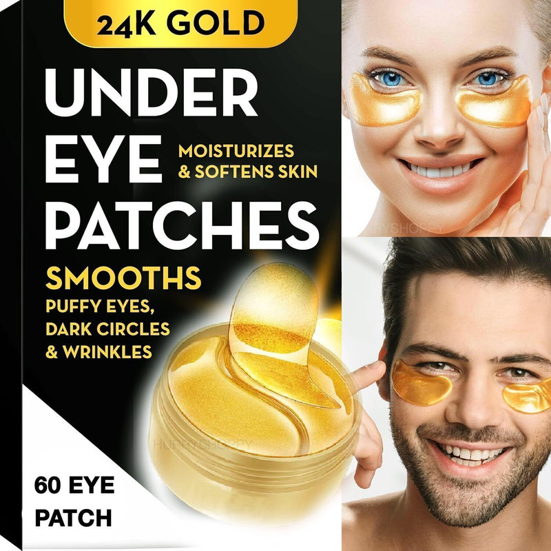 HurryShoppy Under Eye Mask Sheet Patches for Dark Circle Women Men 24k Gold Eye Cooling Gel(60 g)