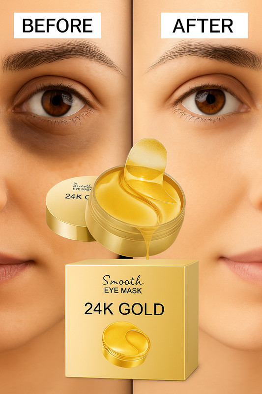 Zazla 24kGold Eye Mask For Dark Circles & Puffiness | Anti Wrinkle Eye Patch (60 Pack)(60 ml)