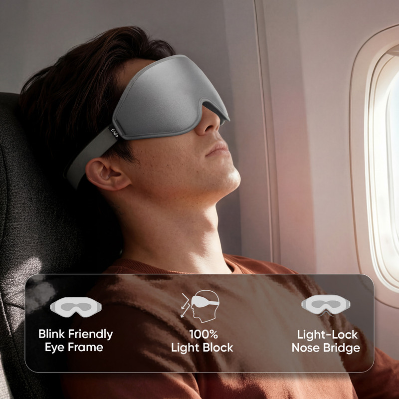 Frido 3D Eye Mask for Unisex | 100% Blackout Sleep Mask with Adjustable Straps(1 Unit)