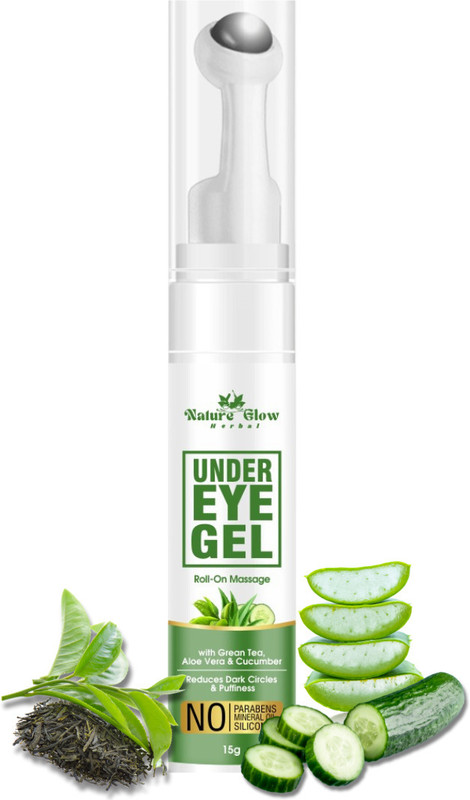 Nature Glow Herbal Green Tea Under Eye Roll on for Dark Circles, Puffy Eyes, Wrinkles Removal(15 ml)