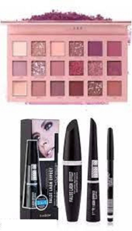 glamblush PREMIUM NUDE EYESHADOW WITH KAJAL MASCARA EYELINER COMBO 18 g(MULTICOLORED)