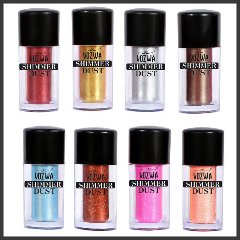 VOZWA Eyeshadow Shining Shimmer Dust 16 g - Maroon + Golden + Silver + Coffee + Blue + Copper + Pink + Peach 16 g(Maroon, Golden, Silver, Coffee, Blue, Copper, Pink, Peach)