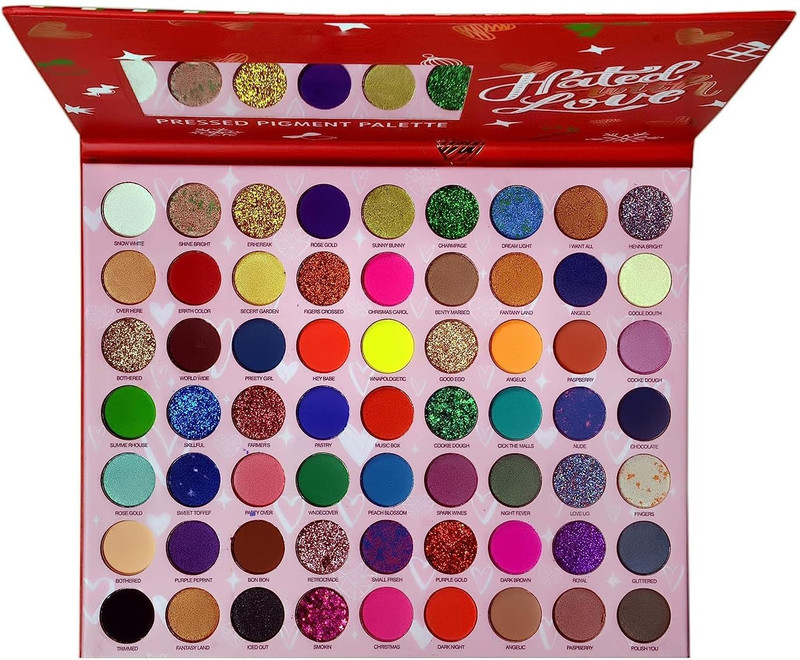 Rsentera Red Edition Hated With Love Pressed Pigment 63 Colors Palette 70G(Multicolor) 70 g(Multicolor)