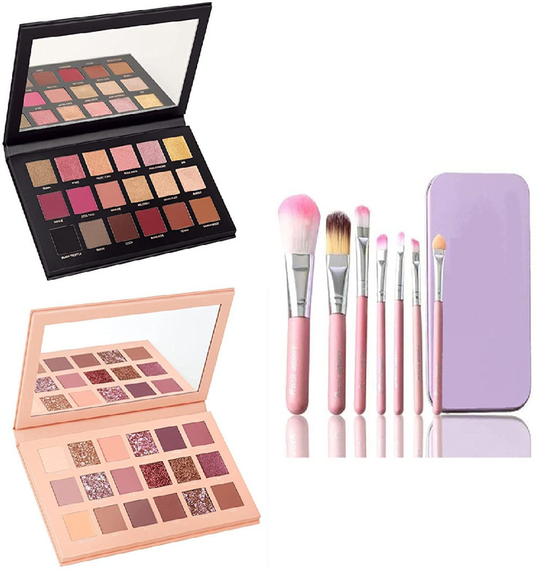 lanellie Eye shadow Rose & Nude Eye shadow + Hello kitty 7 pcs Pink Brush Set 80 g(ORIGINAL, BLOSSOM, SHINE)