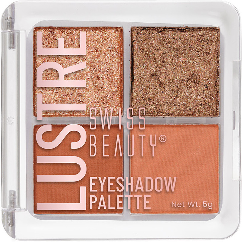 SWISS BEAUTY Lustre Eyeshadow Palette 4 Pigmented Shades Matte Shine Longlasting 5 g(Rose n Petals)