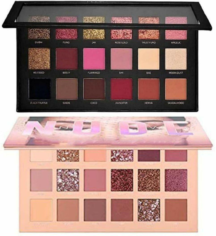 lanellie Rose Gold Eye shadow & Nude Colours Eyeshadow Palette Combo 400 g(Pink, Black)