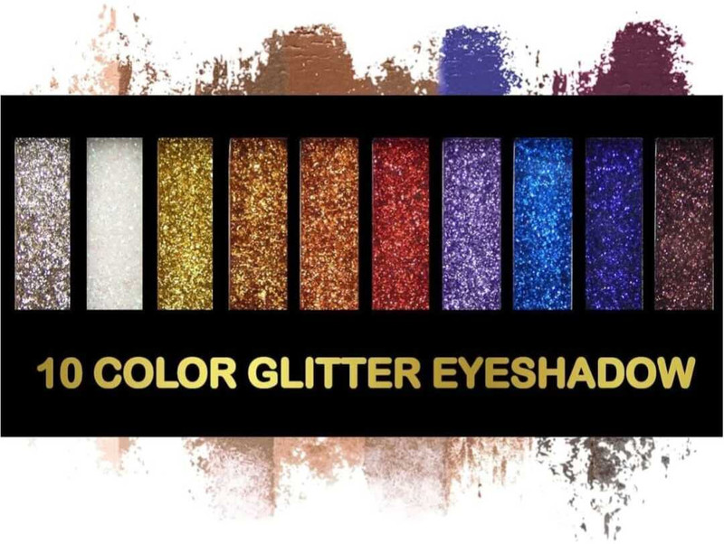EZELFLOW BEAUTY Glitter Eyeshadow Palette, 10 Colors Sparkle Shimmer Eye Shadow 13 g(Highly Pigmented Long Lasting Makeup Palette Set-A)