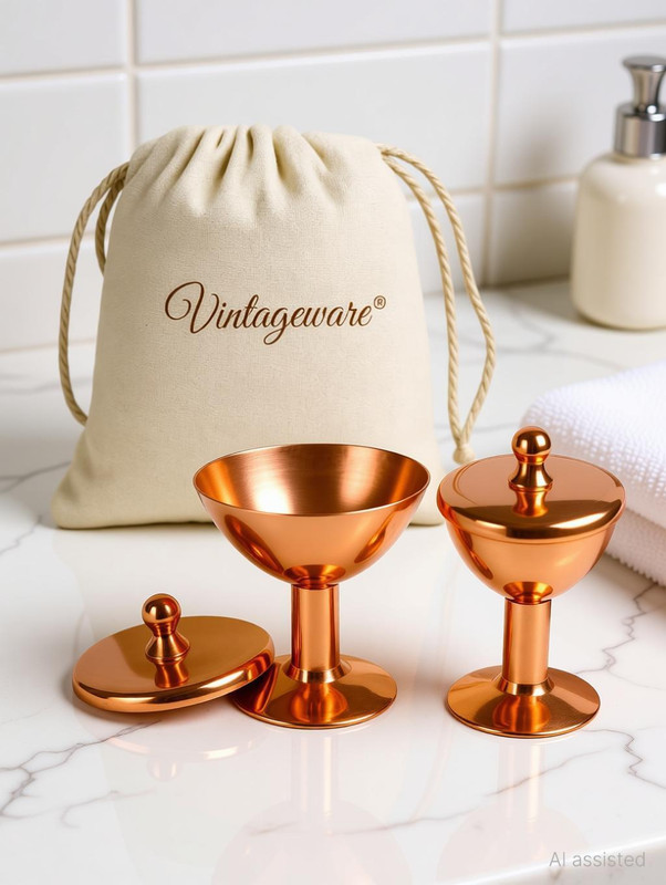 Vintageware Copper 100% Pure Copper Eye Cups – Ayurvedic Eye Washer for Netra Shudhi & Eye Care(Gold, Cup Set)