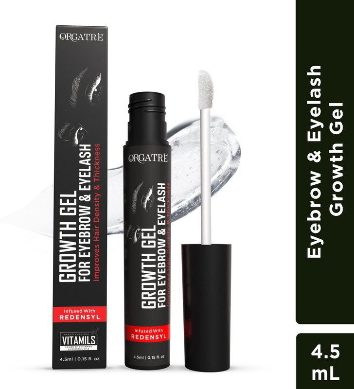 Orgatre Growth Eyebrow & Eyelash Gel for Women | for Thicker, Fuller Brows & Lashes 4.5 ml(Transparent)