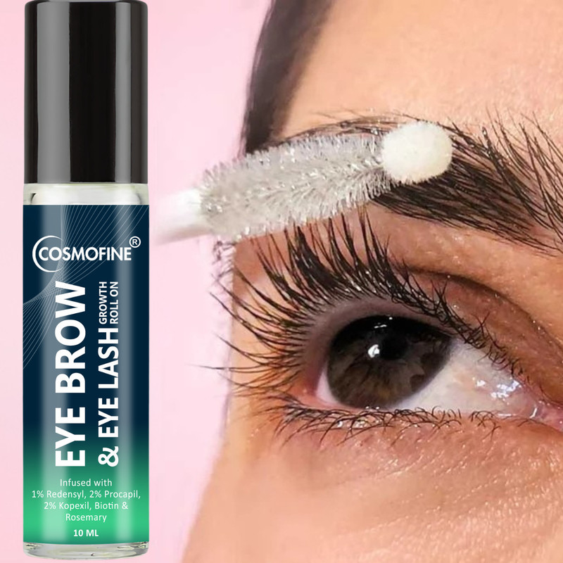 cosmofine 100% Natural Eyebrow & Eyelash Growth Serum Nourishes and hydrates 10 ml(Transparent)