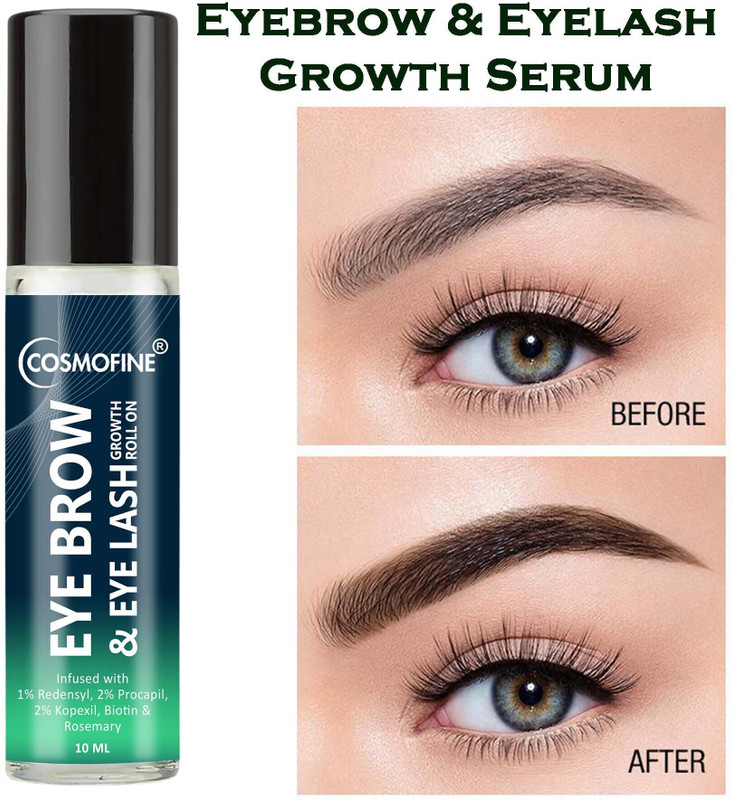 cosmofine Eye Brows Growth Serum & Eye Lash Growth Serum Roll On, Boost Hair Growth - 10 ml(Transparent)