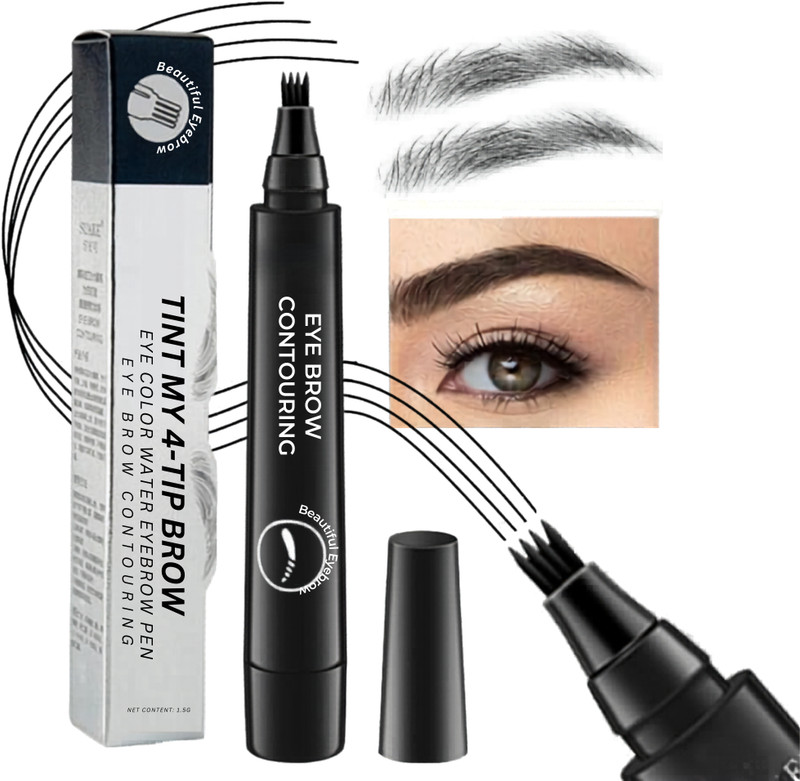 QERINKLE Waterproof Eyebrow Pen Black, Smudge Proof, Natural Long Lasting Finish 2.5 g(BLACK)