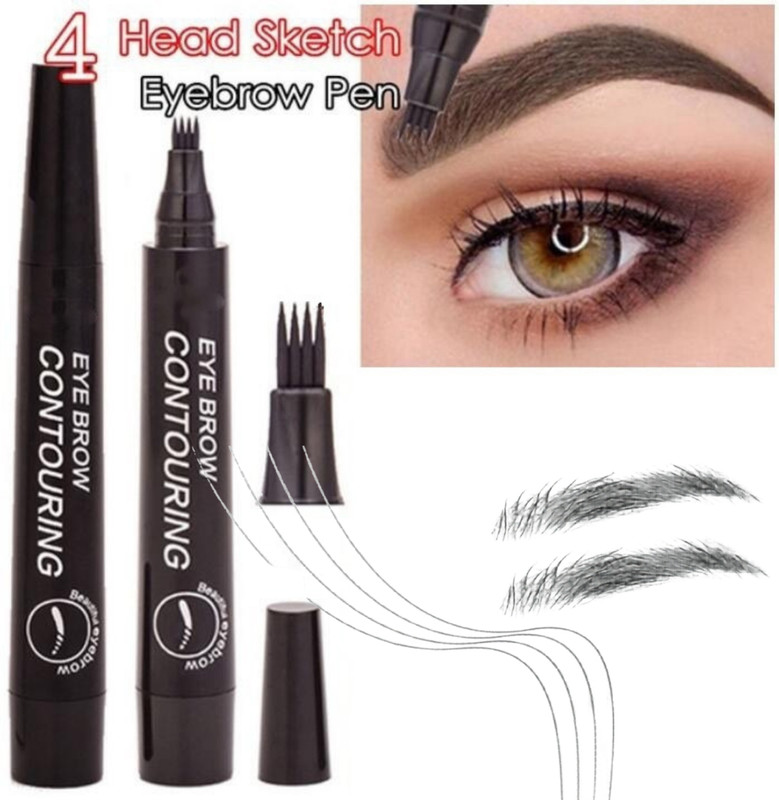 QERINKLE Waterproof Eyebrow Filler Pencil with 4 Tip Applicator Create Natural Looks Brow 1.5 g(BLACK)