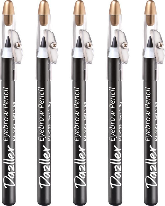 Dazller Eyebrow Pencil - (Pack of 5) Creamy Wax Formula,Long-lasting Stay up to 8 Hours(Black)