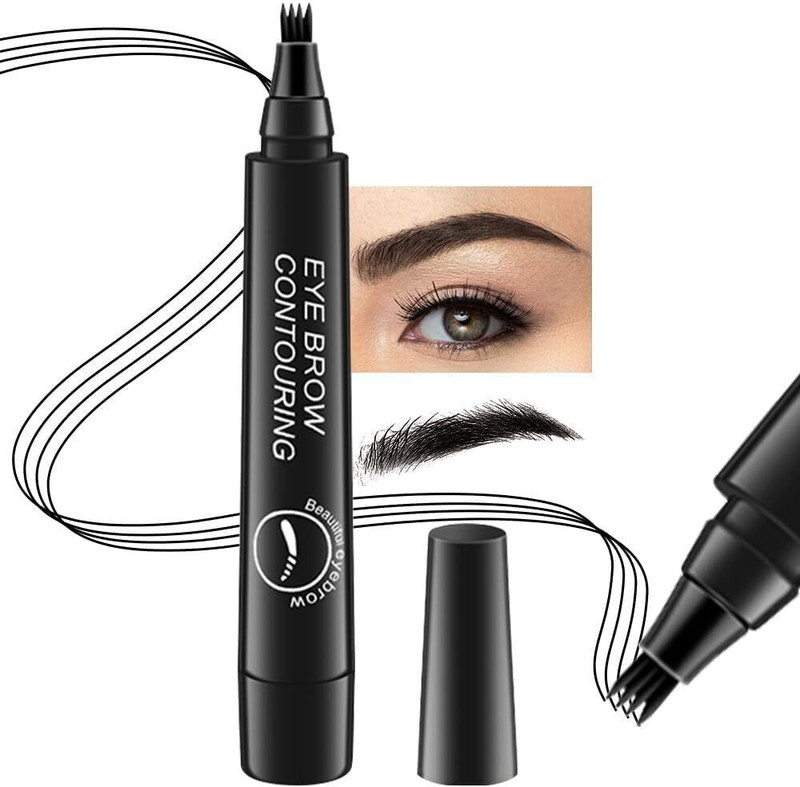 FROXY CARTS 4 Point Eyebrow Pencil Black – Waterproof, Smudge-Proof & Long-Lasting Pen(Black)