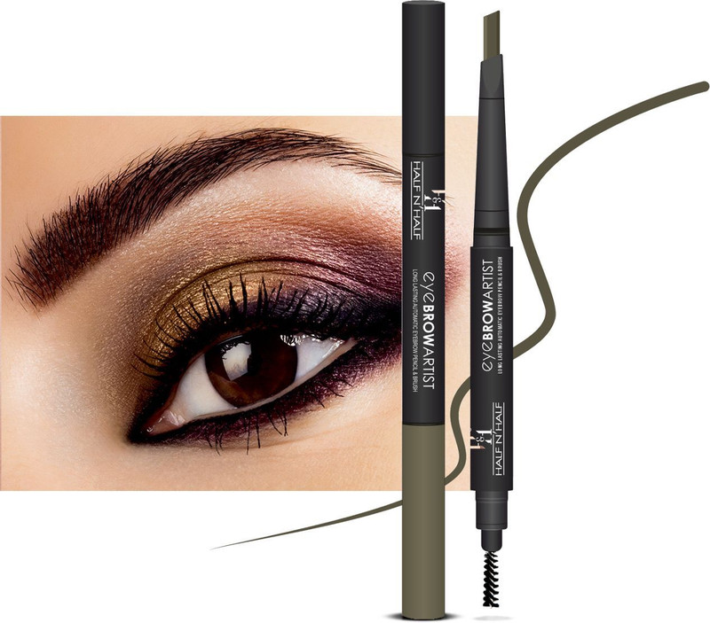 Half N Half Eye Brow Artist Long Lasting Automatic Eyebrow Pencil & Brush(Dark Brown)