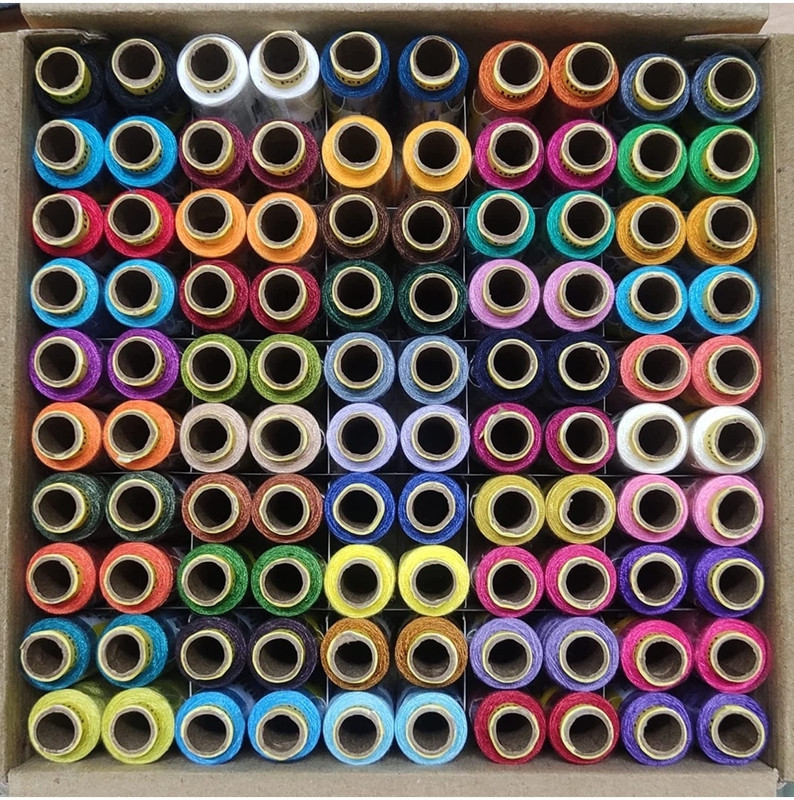 DEUTZIA Embroidery Thread Box Set for Sewing Machine Sewing Thread Reel Box Multicolour Eyebrow Thread(150 m, Pack of100)