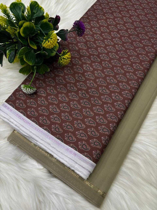 KHODIYAR FASHION Cotton Blend Geometric Print Shirt & Trouser Fabric