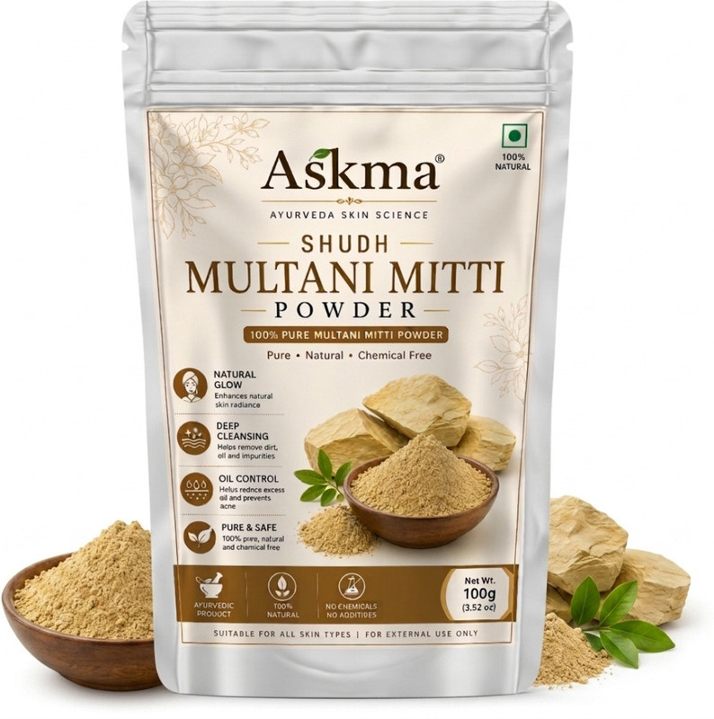 Askma 100% Pure Multani Mitti Powder for Natural Glowing & Clear Skin(100 g)
