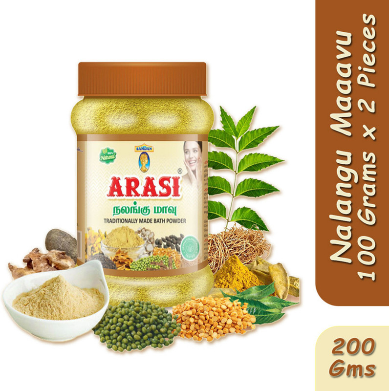 ARASI Nalangu Maavu ( Bath Powder) 100 Grams- Set of 2 (200 Grams)(2 x 100 g)