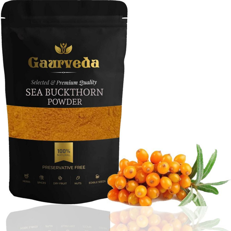 GAURVEDA Sea Buckthorn Berry Powder , Rich in Omega 3, 6, 7, 9, Vitamin C & E (50 g) Seed(50 g)
