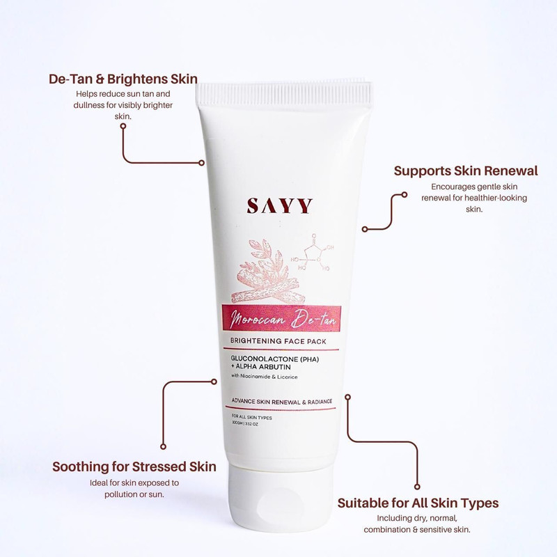 SAYY Moroccan De-tan Brightening face pack for Advance Skin Renewal & Radiance(100 g)