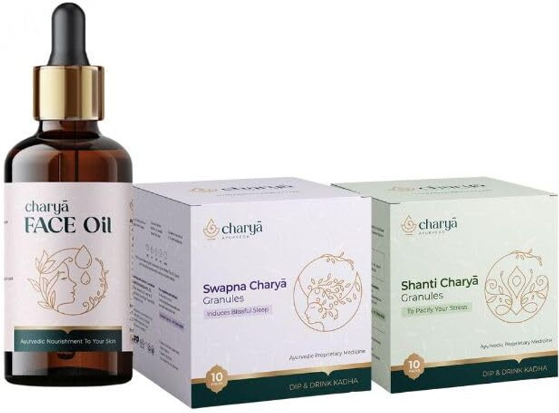 Charya Ayurveda Rejuvenation Pack | Includes Face Oil+ Shanti Charya + Swapna Charya(3 Items in the set)