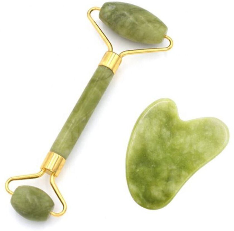 ELITEWAVE Jade Roller & Gua Sha Tool Natural Himalayan Stone for Face Neck  Face Shaping Mask