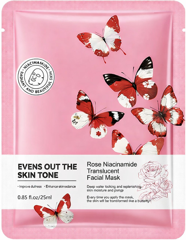 Trendera Rose Niacinamide Face Mask for Brightening Hydration 25ml Face Shaping Mask