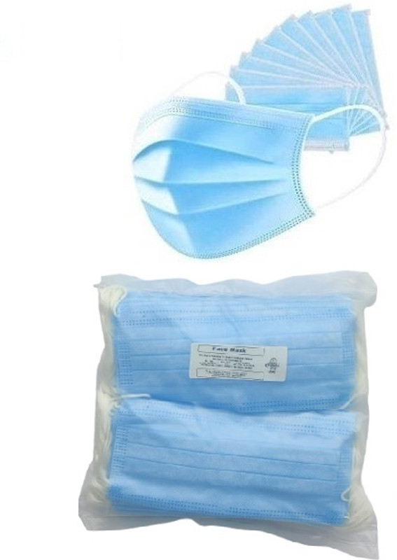 Kshama Surgical mask Blue Disposable Masks 3Ply (blue) Pack Of 100 PCS Face Shaping Mask