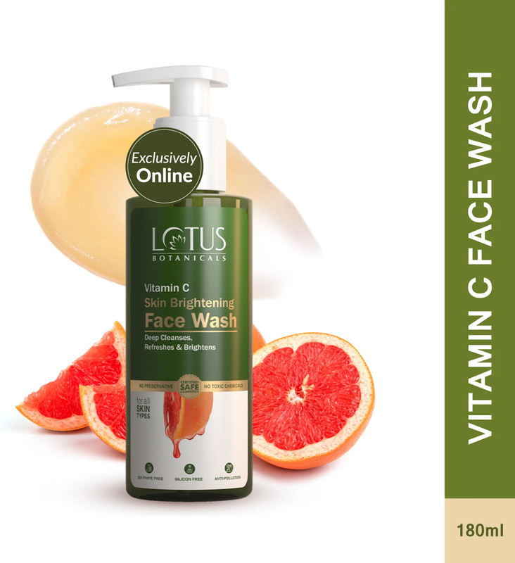 Lotus Botanicals Vitamin C Skin Brightening |Deep Cleanses & Brighten Skin|All Skin Type Face Wash(180 ml)