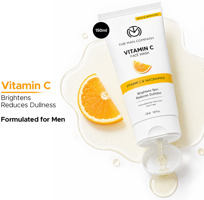 THE MAN COMPANY Daily Vitamin C & Niacinamide | For Skin Brightening, Glowing| Dullness Reduction| Hydrates | Suitable For Oily, Dry & Sensitive Skin For Men Face Wash(150 ml)