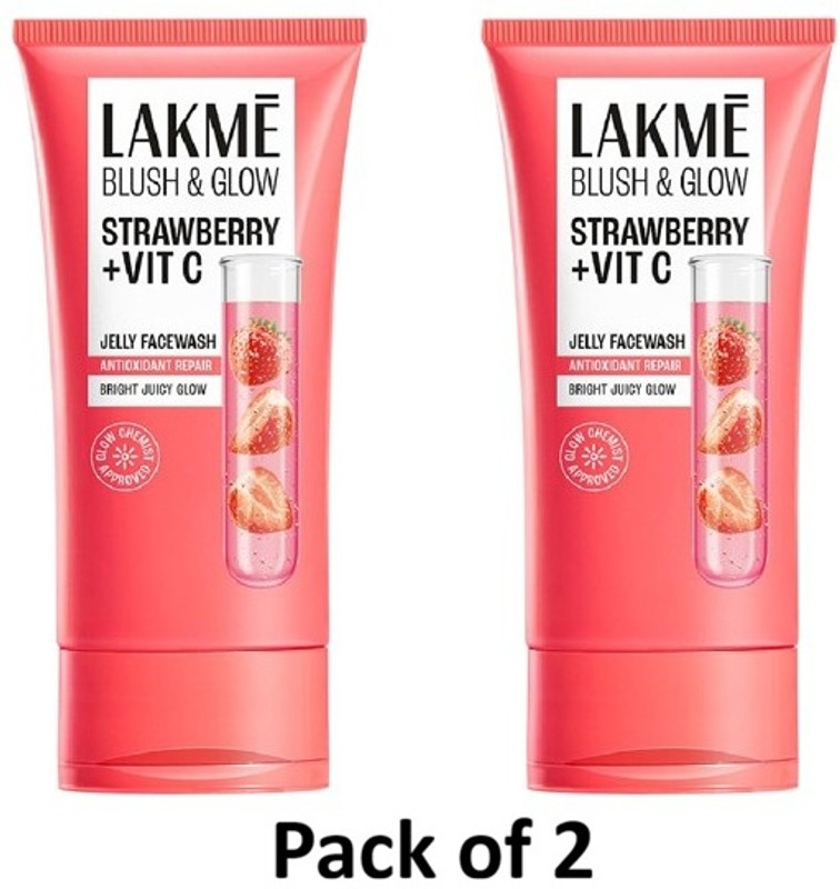 Lakmé Blush & Glow Strawberry Freshness Gel with Strawberry Extracts 150GM Pack of 2 Face Wash(300 g)