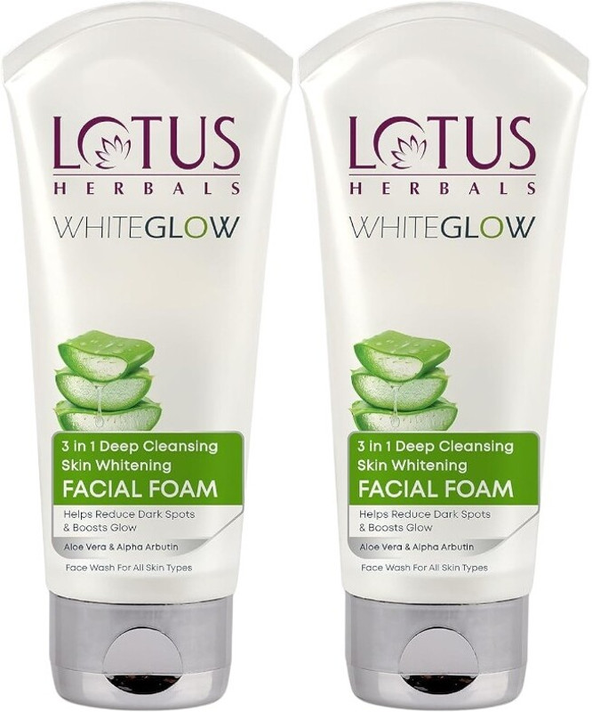 LOTUS WhiteGlow 3-In-1 Deep Cleansing Skin Whitening Facial Foam Face Wash(100 g)
