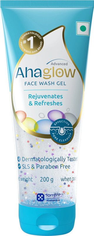 ahaglow Advanced Gel 200g with 1% Glycolic Acid for Acne Clear Skin|Dermatologically Tested Face Wash(200 g)