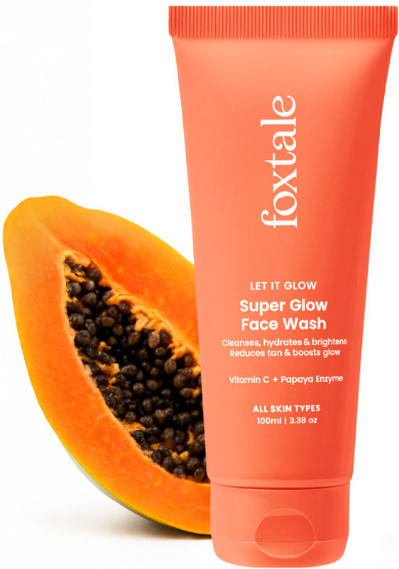 Foxtale Vit C Super Glow Face wash with Papaya Enzyme|Reduces Tan, Boosts glow Face Wash(150 ml)