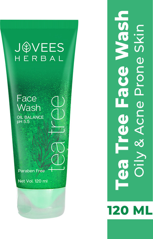 JOVEES Herbal Tea Tree Oil Control For Women/Men | Treats Acne & Pimples | Clean and Clear skin | For Oily and Sensitive Skin | Paraben and Alcohol Free Face Wash(120 ml)