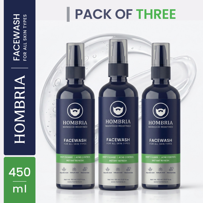 HOMBRIA Facewash for Men, Anti Acne & Pimple, Deep Clean, Brightening, All Skin Types Face Wash(450 ml)