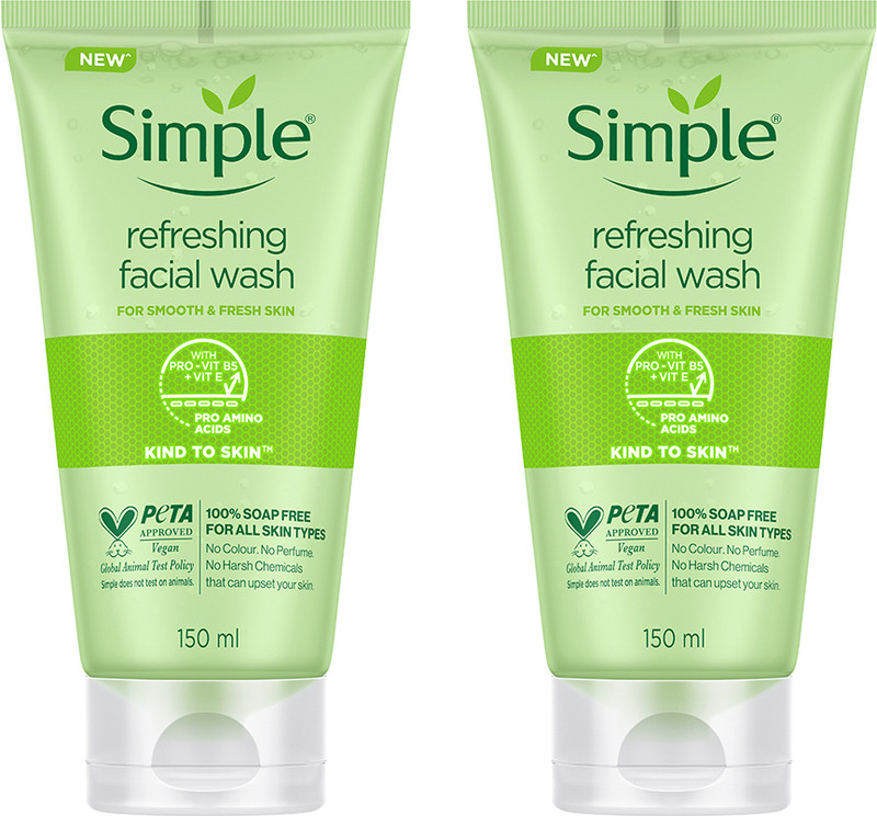 Simple Kind To Skin Refreshing Facial Wash (PACK OF 2) Face Wash(300 ml)