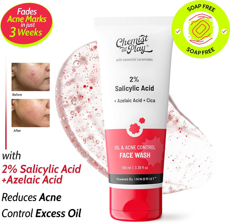 Chemist at Play Oil & Acne Control - Removes Blackheads & Pimples | 2% Salicylic Acid Face Wash(100 ml)